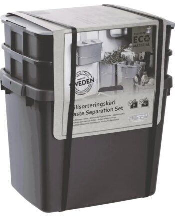 Affaldssystem med 5 beholdere til genbrug og sortering