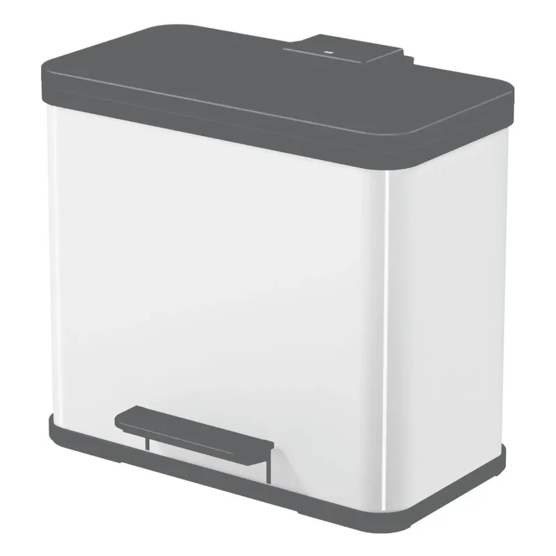 Hvid Trio Plus Pedalspand med 3 x 9 Liter til Affaldssortering